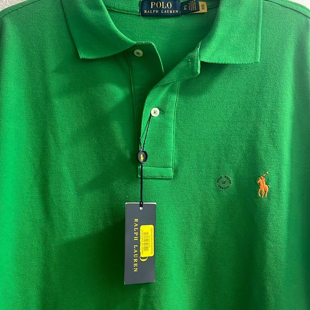 POLO RALPH LAUREN Tall Short Sleeve Iconic Mesh Classic Polo Green Size LT - Picture 2 of 3